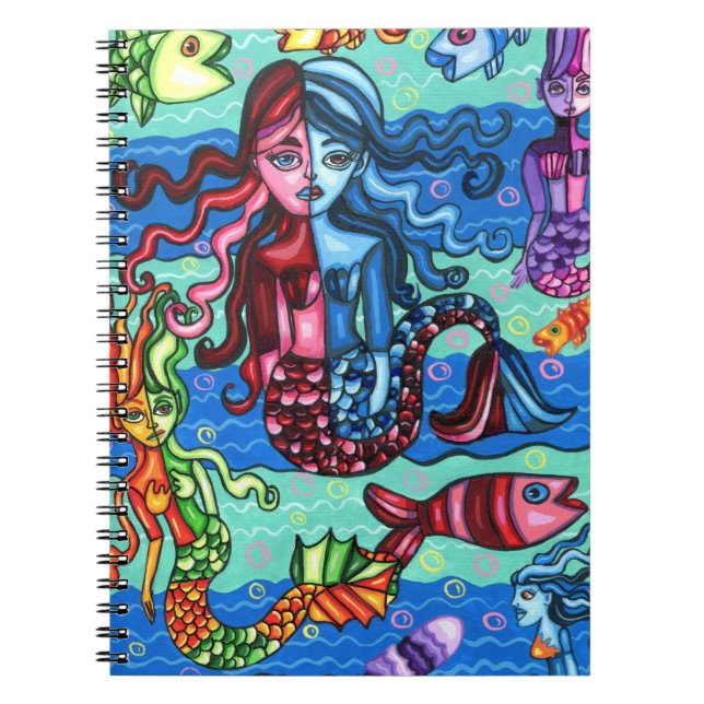 Colourful Mermaids Fish Abstract Original Painting Notebook (Front)