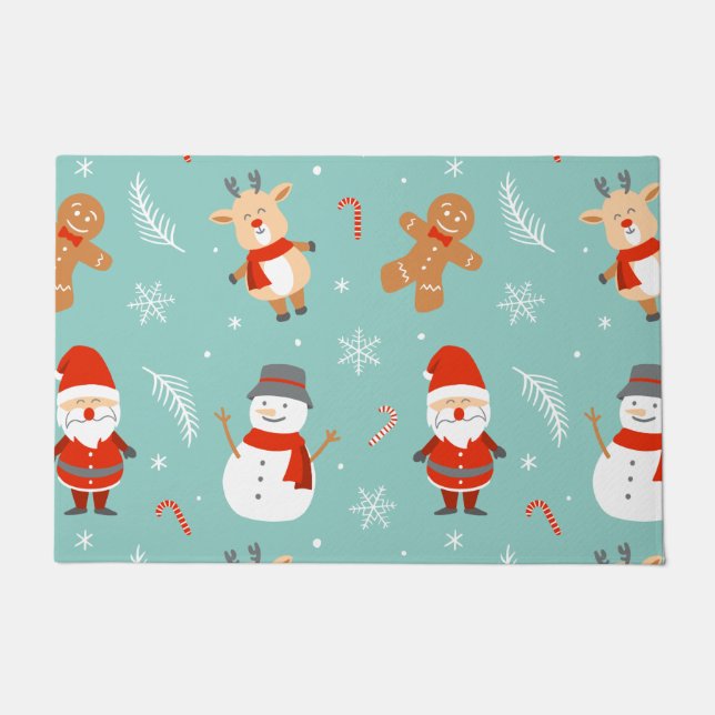 Colourful Merry and Bright Christmas 2023 Family H Doormat (Front)