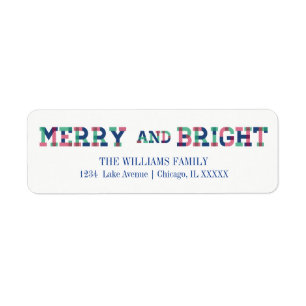 Colourful Merry And Bright Christmas Address Label
