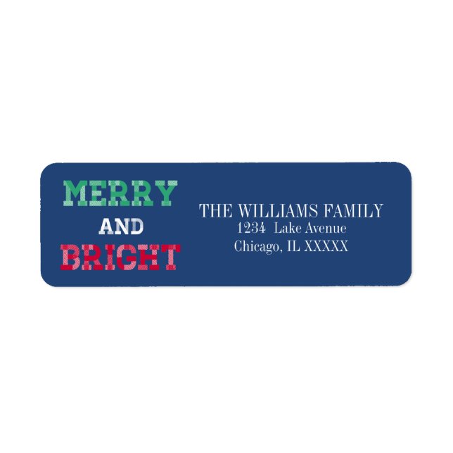Colourful Merry And Bright Christmas Address Label (Front)