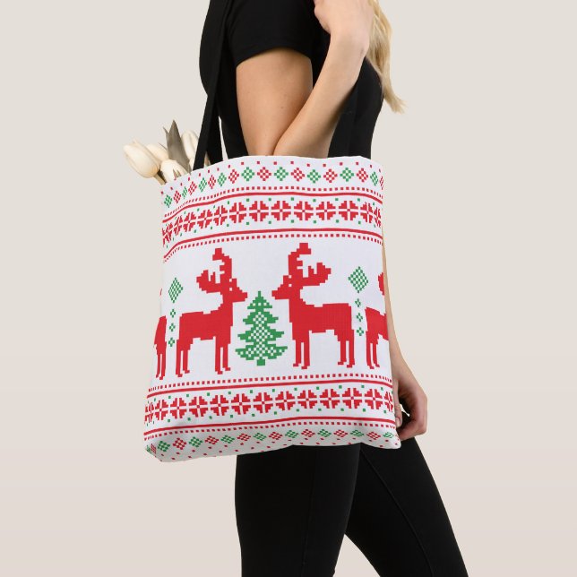 Colourful Merry and Bright Christmas Family Gifts  Tote Bag (Close Up)