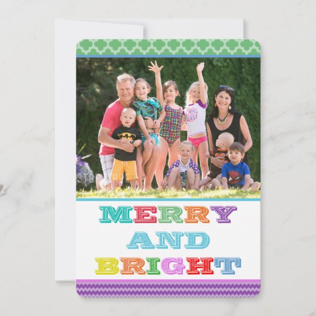 Colourful Merry and Bright Christmas Flat Card (Front)