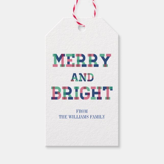 Colourful Merry And Bright Christmas Gift Tag (Front)