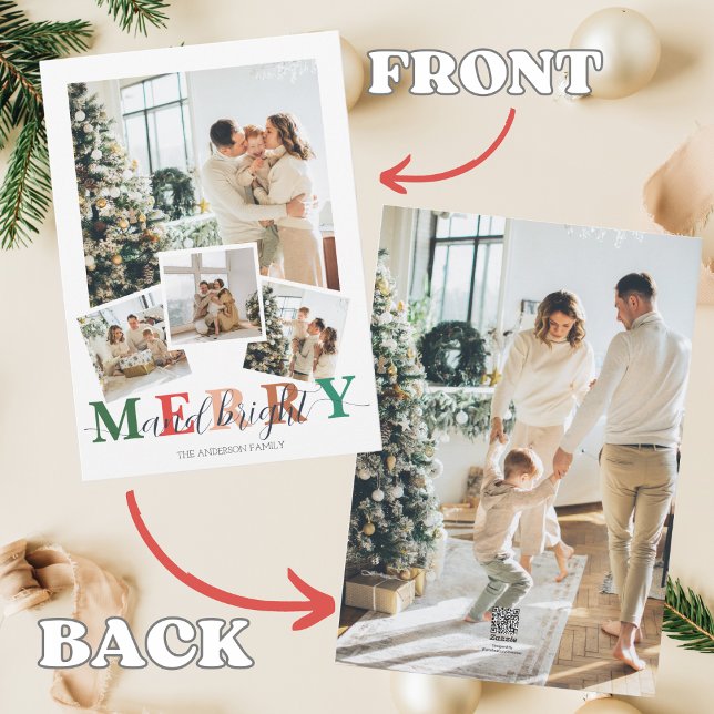 Colourful Merry and Bright Christmas Photo Holiday Card (Creator Uploaded)