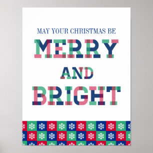 Colourful Merry And Bright Christmas Poster Sign