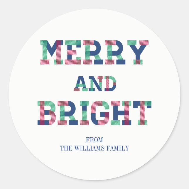 Colourful Merry And Bright Christmas Sticker (Front)