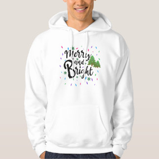 Colourful Merry And Bright Christmas Typography Hoodie