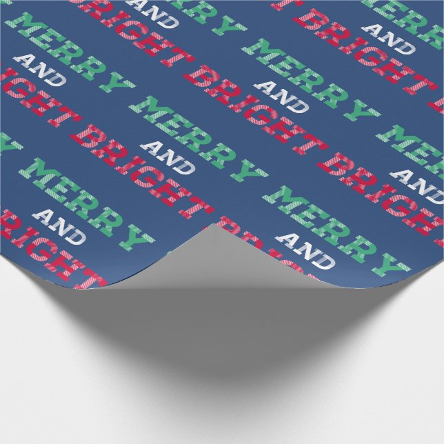 Colourful Merry And Bright Christmas Wrapping Pape Wrapping Paper (Corner)