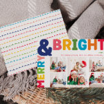 Colourful Merry And Bright Five Photo Holiday Card<br><div class="desc">Capture the joy and magic of the holiday season with this unique and festive, colourful merry and bright five photo holiday card. Its simple yet fun design features a rainbow colour palette of red, green, yellow, blue, orange, and pink, creating a vibrant and cheerful atmosphere. The creative and minimalist approach,...</div>