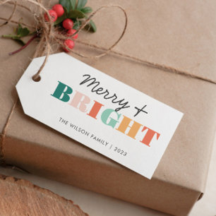 Colourful Merry and Bright  Gift Tags