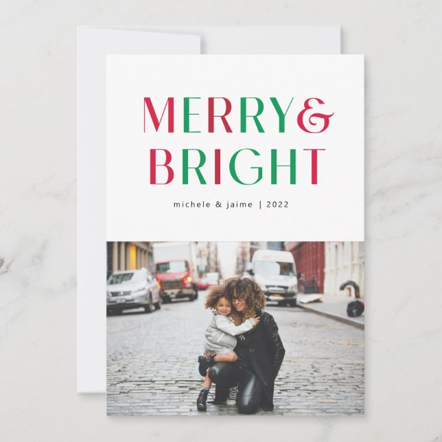 colourful merry and bright holiday card (Front)