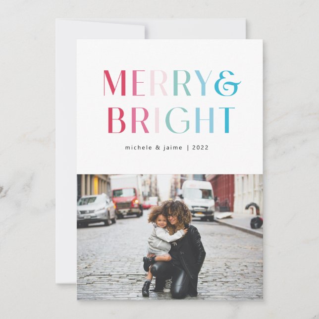 colourful merry and bright holiday card (Front)
