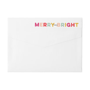 Colourful Merry and Bright Holiday Card Wrap Around Label