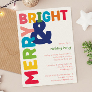 Colourful Merry and Bright Holiday Party Invitation