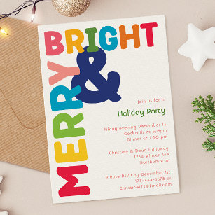 Colourful Merry and Bright Holiday Party Invitation