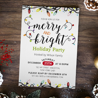 Colourful Merry and Bright Holiday Party Invitation