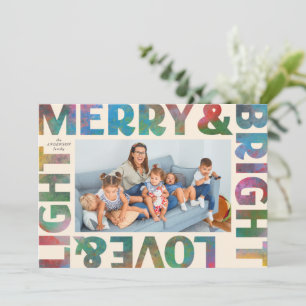 Colourful Merry and Bright Love and Light Holiday Card