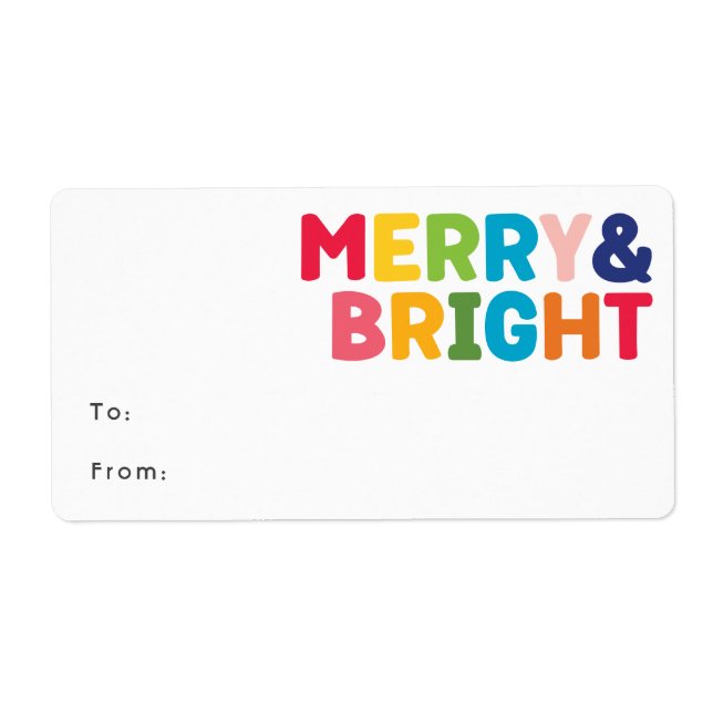 Colourful Merry and Bright Rectangular Gift (Front)