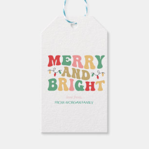 Colourful Merry And Bright String Lights Gift Tags