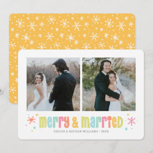 Colourful Merry and Married Christmas Photo Holiday Card