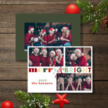 Colourful Merry & Bright Christmas Photo Card