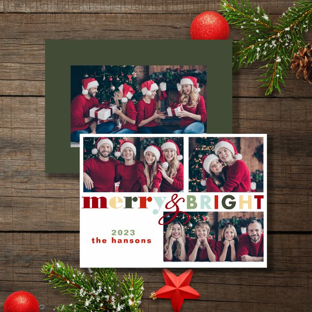 Colourful Merry & Bright Christmas Photo Card (Creator Uploaded)