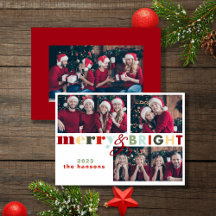 Colourful Merry & Bright Christmas Photo Card