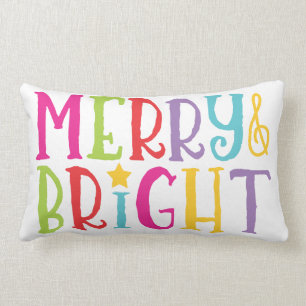 Colourful Merry & Bright Christmas Throw Pillow