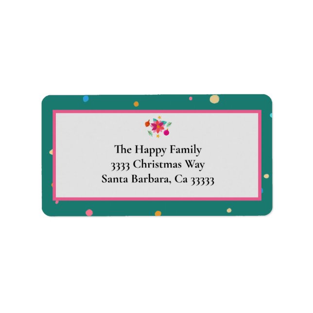 Colourful Merry Bright Green Pink Christmas  Label (Front)