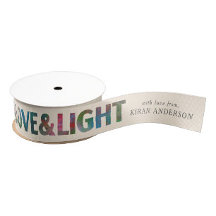 Colourful Merry & Bright Love & Light Your Name Grosgrain Ribbon