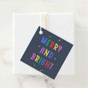 Colourful Merry & Bright Navy Favour Tags