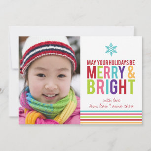 Colourful Merry & Bright Photo Holiday Card
