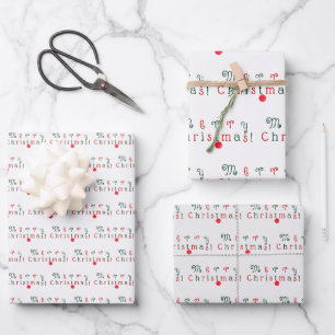 Colourful Merry Christmas and Ornament Pattern, Fu Wrapping Paper Sheet