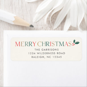 Colourful Merry Christmas Card Return Address