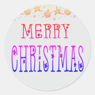 Colourful Merry Christmas Classic Round Sticker