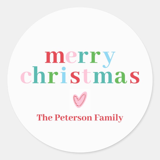 Colourful Merry Christmas Classic Round Sticker (Front)