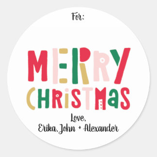 Colourful Merry Christmas Classic Round Sticker