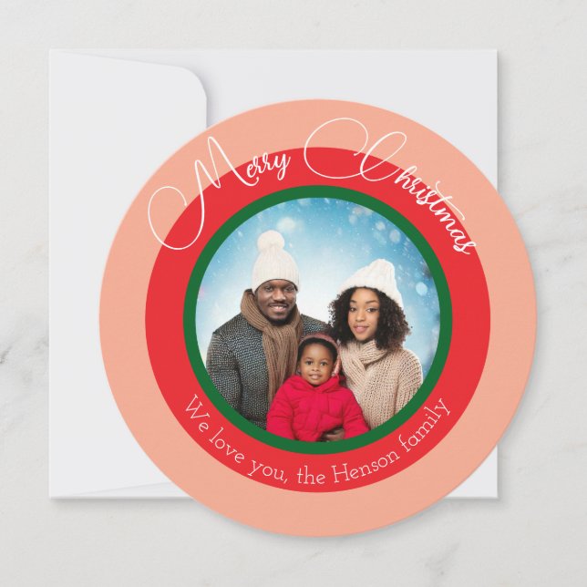 Colourful Merry Christmas Family Photo Holiday (Front)