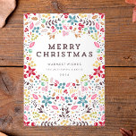 Colourful Merry Christmas Floral Holiday Card<br><div class="desc">A pretty,  fun modern design with an abundance of lovely florals,  wishing your loved ones in style.</div>