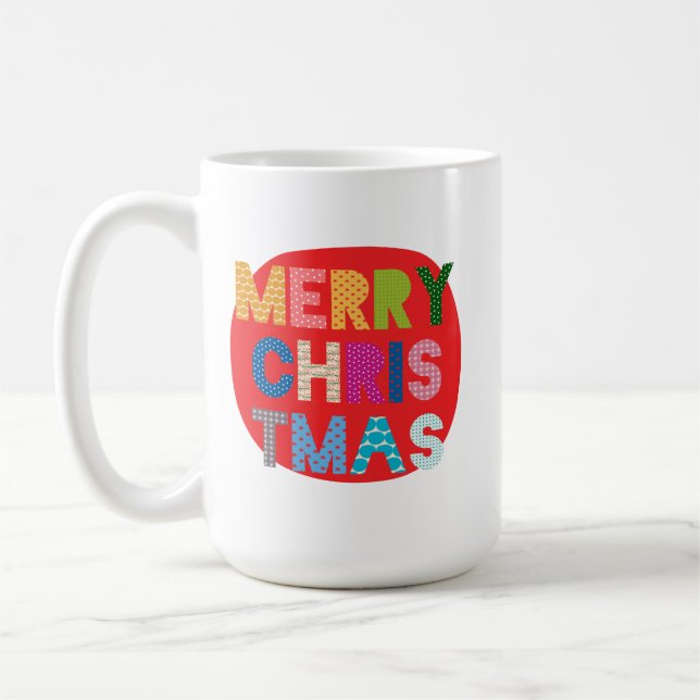 Colourful Merry Christmas Kids Holiday Gift Mug (Left)