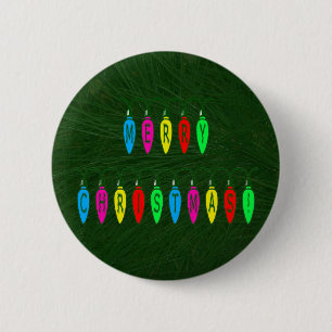 Colourful Merry Christmas Lights Font 6 Cm Round Badge