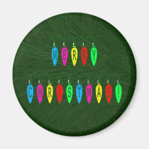 Colourful Merry Christmas Lights Font Magnet