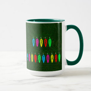 Colourful Merry Christmas Lights Font Mug