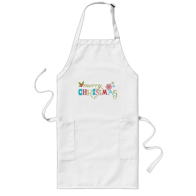 Colourful Merry Christmas Long Apron (Front)
