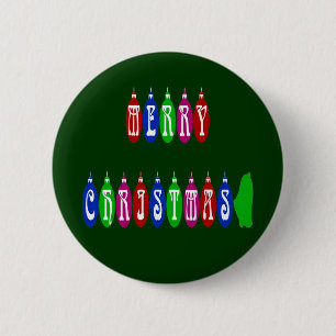 Colourful Merry Christmas Ornament Font 6 Cm Round Badge