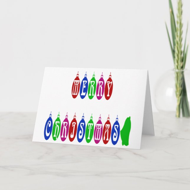 Colourful Merry Christmas Ornament Font Holiday Card (Front)