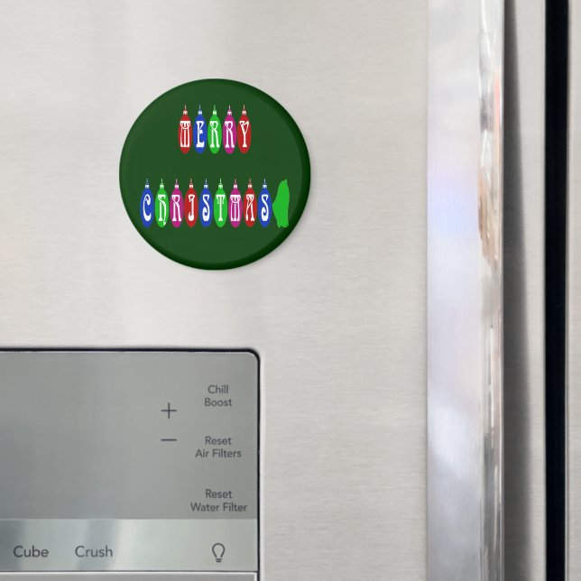 Colourful Merry Christmas Ornament Font Magnet (In Situ (Fridge))