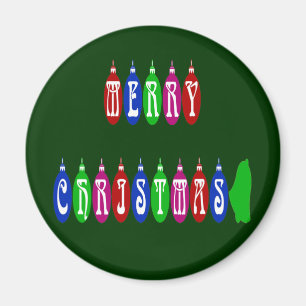 Colourful Merry Christmas Ornament Font Magnet