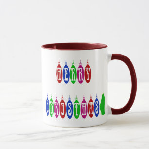 Colourful Merry Christmas Ornament Font Mug