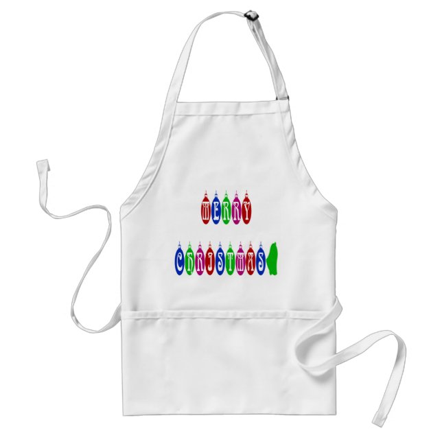 Colourful Merry Christmas Ornament Font Standard Apron (Front)